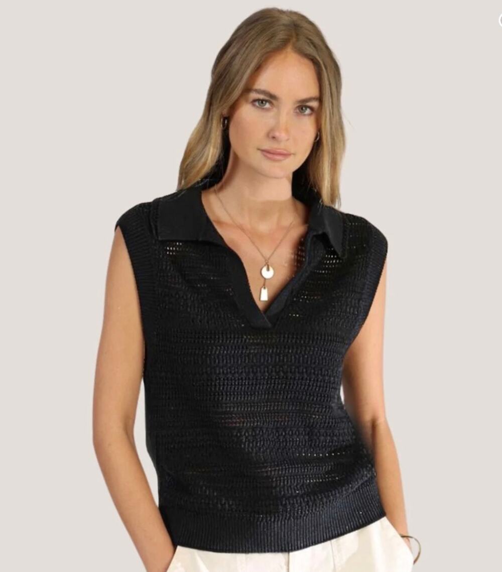 dylan NWT Blair Polo Black Sweater Vest - Medium